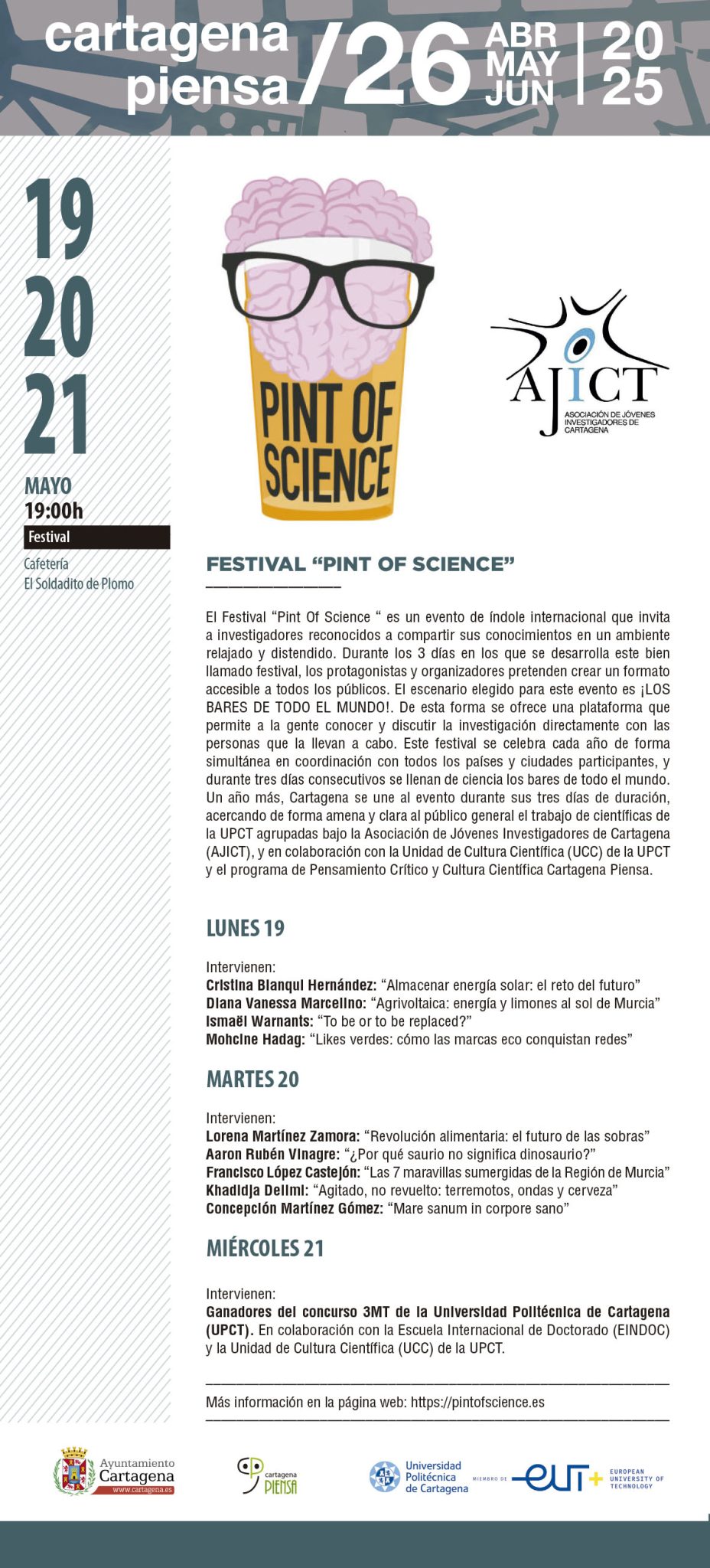 Festival “Pint of Science” días 19, 20 y 21 de Mayo - Cartagena Piensa